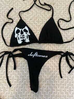 Deftones Black Logo Triangle String Bikini
